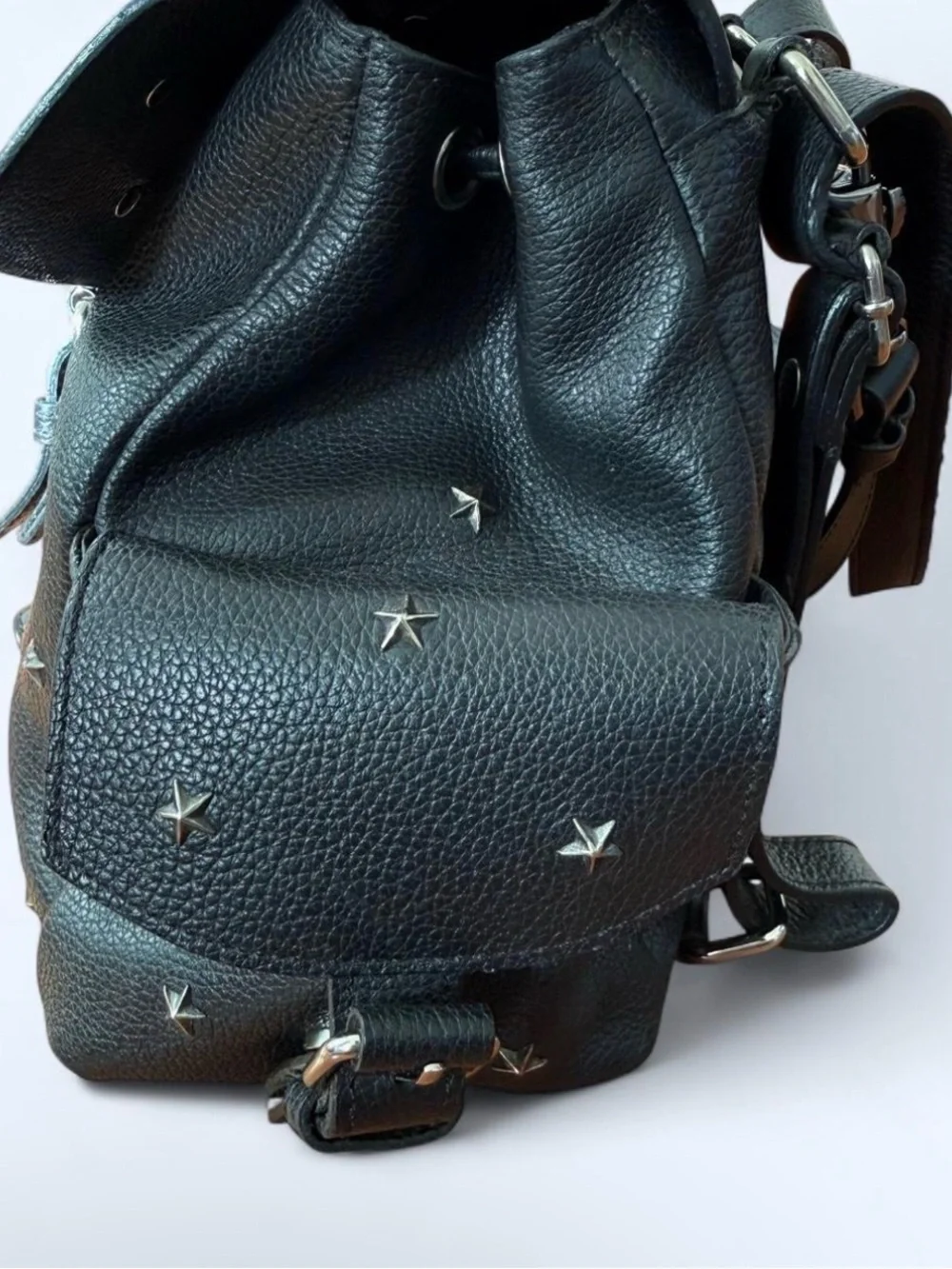 Black Star-Studded Leather Backpack